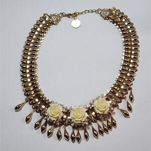 Anton Heunis‎ Handmade in Madrid Floral Fringe Collar Bibb Statement Necklace